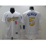 Men's Los Angeles Dodgers #5 Corey Seager 2020 White Gold Sttiched Nike MLB Jersey