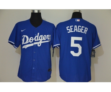 Men's Los Angeles Dodgers #5 Corey Seager Blue Stitched MLB Cool Base Nike Jersey