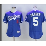 Men's Los Angeles Dodgers #5 Corey Seager Blue Stitched MLB Flex Base Jersey