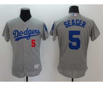 Men's Los Angeles Dodgers #5 Corey Seager Gray 2016 Flexbase Majestic Baseball Jersey