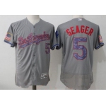 Men's Los Angeles Dodgers #5 Corey Seager Gray 2017 Independence Stars & Stripes Stitched MLB Majestic Flex Base Jersey