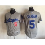 Men's Los Angeles Dodgers #5 Corey Seager Gray Road 2016 Flexbase Majestic Baseball Jersey