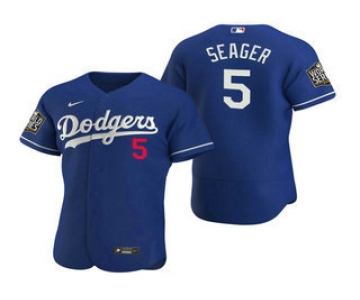 Men's Los Angeles Dodgers #5 Corey Seager Royal 2020 World Series Authentic Flex Nike Jersey