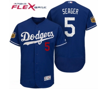 Men's Los Angeles Dodgers #5 Corey Seager Royal Blue 2017 Spring Training Stitched MLB Majestic Flex Base Jersey