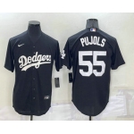 Men's Los Angeles Dodgers #55 Albert Pujols Black Turn Back The Clock Stitched Cool Base Jersey