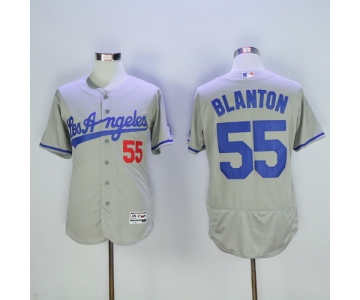 Men's Los Angeles Dodgers #55 Joe Blanton Gray Road 2016 Flexbase Majestic Baseball Jersey