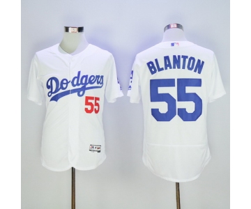 Men's Los Angeles Dodgers #55 Joe Blanton White Home 2016 Flexbase Majestic Baseball Jersey