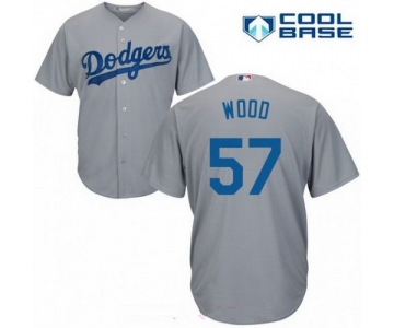 Men's Los Angeles Dodgers #57 Alex Wood Gray Alternate Stitched MLB Majestic Cool Base Jersey