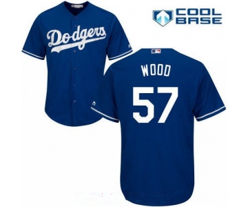 Men's Los Angeles Dodgers #57 Alex Wood Royal Blue Stitched MLB Majestic Cool Base Jersey