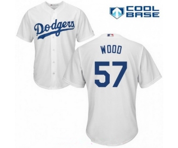 Men's Los Angeles Dodgers #57 Alex Wood White Home Stitched MLB Majestic Cool Base Jersey