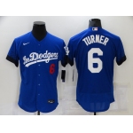 Men's Los Angeles Dodgers #6 Trea Turner Blue 2021 City Connect Flex Base Stitched Jersey