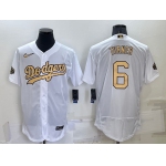 Men's Los Angeles Dodgers #6 Trea Turner White 2022 All Star Stitched Flex Base Nike Jersey