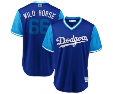 Men's Los Angeles Dodgers 66 Yasiel Puig Wild Horse Light Blue 2018 Players' Weekend Cool Base Jersey