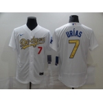 Men's Los Angeles Dodgers #7 Julio Urias 2020 White Gold Sttiched Nike MLB Jersey