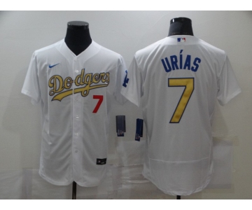 Men's Los Angeles Dodgers #7 Julio Urias 2020 White Gold Sttiched Nike MLB Jersey