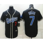 Men's Los Angeles Dodgers #7 Julio Urias Black Blue Name Stitched MLB Cool Base Nike Jersey