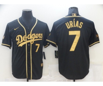 Men's Los Angeles Dodgers #7 Julio Urias Black Gold Stitched MLB Cool Base Nike Jersey