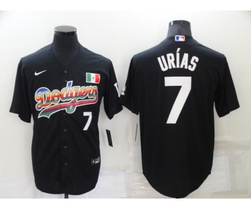 Men's Los Angeles Dodgers #7 Julio Urias Black Stitched MLB Cool Base Nike Fashion Jersey