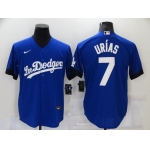 Men's Los Angeles Dodgers #7 Julio Urias Blue 2021 City Connect Cool Base Stitched Jersey