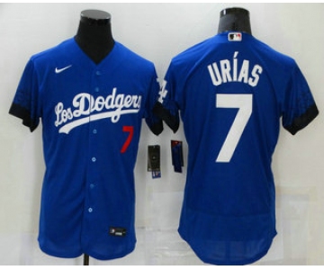 Men's Los Angeles Dodgers #7 Julio Urias Blue 2021 City Connect Flex Base Stitched Jersey