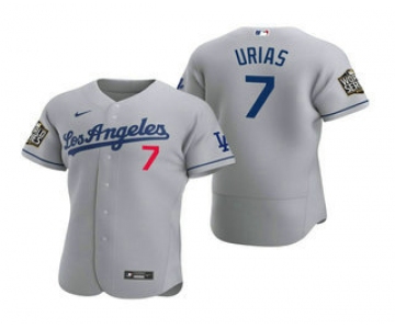 Men's Los Angeles Dodgers #7 Julio Urias Gray 2020 World Series Authentic Road Flex Nike Jersey