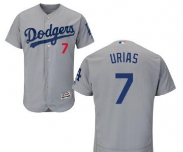 Men's Los Angeles Dodgers #7 Julio Urias Gray Cool Base Majestic Baseball Jersey