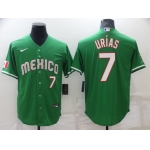 Men's Los Angeles Dodgers #7 Julio Urias Green 2021 Mexican Heritage Stitched Baseball Jersey