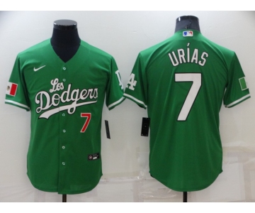 Men's Los Angeles Dodgers #7 Julio Urias Green With Los 2021 Mexican Heritage Stitched Baseball Jersey