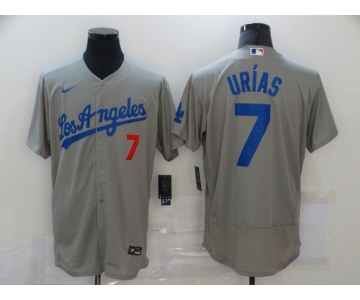 Men's Los Angeles Dodgers #7 Julio Urias Grey Stitched MLB Cool Base Nike Jersey