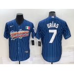 Men's Los Angeles Dodgers #7 Julio Urias Rainbow Navy Blue Pinstripe Mexico Cool Base Nike Jersey