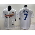 Men's Los Angeles Dodgers #7 Julio Urias Rainbow White Mexico Cool Base Nike Jersey