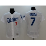 Men's Los Angeles Dodgers #7 Julio Urias White Home Stitched MLB Majestic Flex Base Jersey
