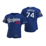 Men's Los Angeles Dodgers #74 Kenley Jansen Royal 2020 World Series Authentic Flex Nike Jersey