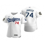 Men's Los Angeles Dodgers #74 Kenley Jansen White 2020 World Series Authentic Flex Nike Jersey