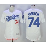 Men's Los Angeles Dodgers #74 Kenley Jansen White Home Stitched MLB Majestic Flex Base Jersey