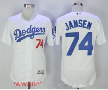 Men's Los Angeles Dodgers #74 Kenley Jansen White Home Stitched MLB Majestic Flex Base Jersey