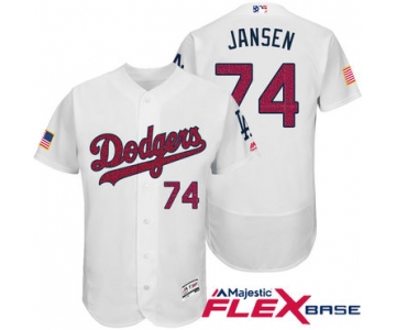 Men's Los Angeles Dodgers #74 Kenley Jansen White Stars & Stripes Fashion Independence Day Stitched MLB Majestic Flex Base Jersey