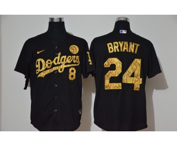 Men's Los Angeles Dodgers #8 #24 Kobe Bryant Black Camo Fashion Stitched MLB Cool Base Nike Jersey