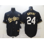 Men's Los Angeles Dodgers #8 #24 Kobe Bryant Black Gold Stitched MLB Cool Base Nike Jersey