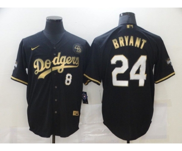 Men's Los Angeles Dodgers #8 #24 Kobe Bryant Black Gold Stitched MLB Cool Base Nike Jersey