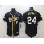 Men's Los Angeles Dodgers #8 #24 Kobe Bryant Black Gold Stitched MLB Flex Base Nike Jersey