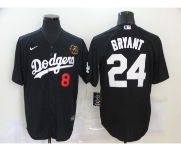 Men's Los Angeles Dodgers #8 #24 Kobe Bryant Black KB Patch Stitched MLB Cool Base Nike Jersey