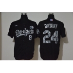 Men's Los Angeles Dodgers #8 #24 Kobe Bryant Black Silver Mamba Stitched MLB Cool Base Nike Jersey