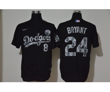 Men's Los Angeles Dodgers #8 #24 Kobe Bryant Black Silver Mamba Stitched MLB Cool Base Nike Jersey