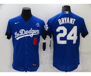 Men's Los Angeles Dodgers #8 #24 Kobe Bryant Blue 2021 City Connect Flex Base Stitched Jersey