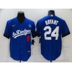 Men's Los Angeles Dodgers #8 #24 Kobe Bryant Blue 2021 City Connect Number Cool Base Stitched Jersey