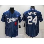 Men's Los Angeles Dodgers #8 #24 Kobe Bryant Blue Pinstripe Stitched MLB Cool Base Nike Jersey