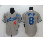 Men's Los Angeles Dodgers #8 Kobe Bryant Grey KB Patch Stitched MLB Cool Base Nike Jersey