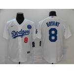 Men's Los Angeles Dodgers #8 Kobe Bryant White KB Patch Stitched MLB Cool Base Nike Jersey