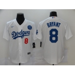 Men's Los Angeles Dodgers #8 Kobe Bryant White KB Patch Stitched MLB Cool Base Nike Jersey